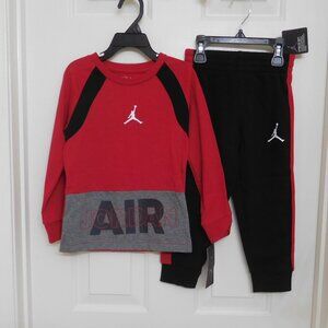 NWT 2pc Jordan Red Gray Clack Shirt & Joggers Set sz 4t